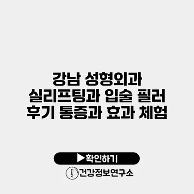 강남 성형외과 실리프팅과 입술 필러 후기 통증과 효과 체험