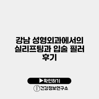 강남 성형외과에서의 실리프팅과 입술 필러 후기