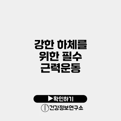 강한 하체를 위한 필수 근력운동