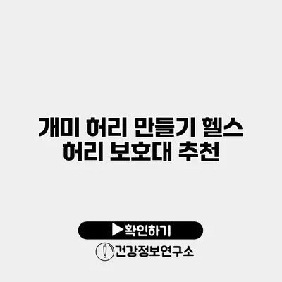 개미 허리 만들기 헬스 허리 보호대 추천