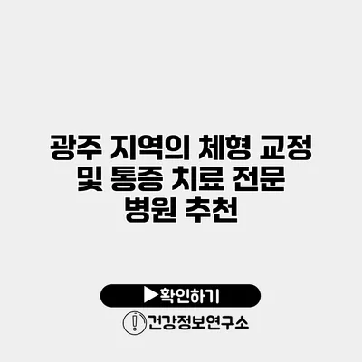 광주 지역의 체형 교정 및 통증 치료 전문 병원 추천