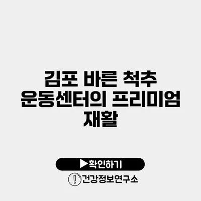 김포 바른 척추 운동센터의 프리미엄 재활