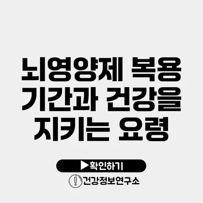 뇌영양제 복용 기간과 건강을 지키는 요령