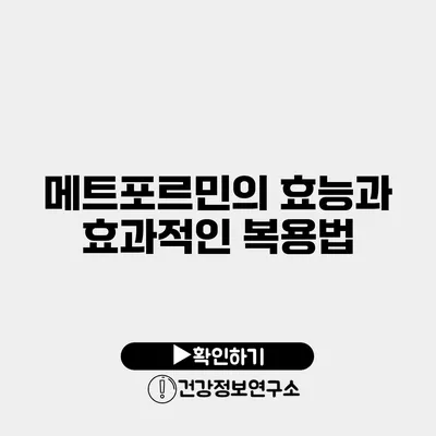 메트포르민의 효능과 효과적인 복용법
