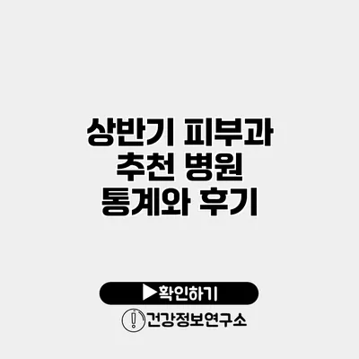 상반기 피부과 추천 병원 통계와 후기