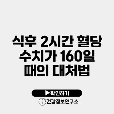 식후 2시간 혈당 수치가 160일 때의 대처법