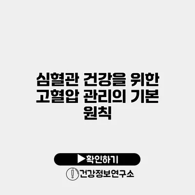 심혈관 건강을 위한 고혈압 관리의 기본 원칙