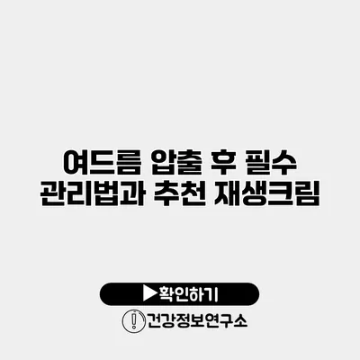 여드름 압출 후 필수 관리법과 추천 재생크림