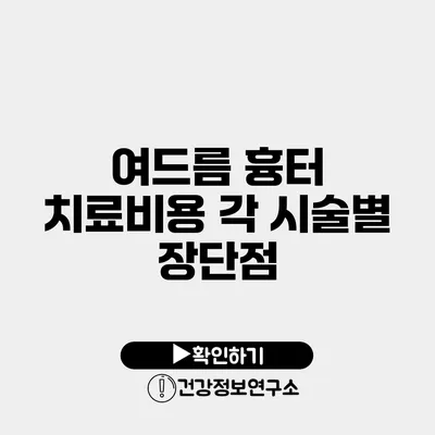 여드름 흉터 치료비용 각 시술별 장단점