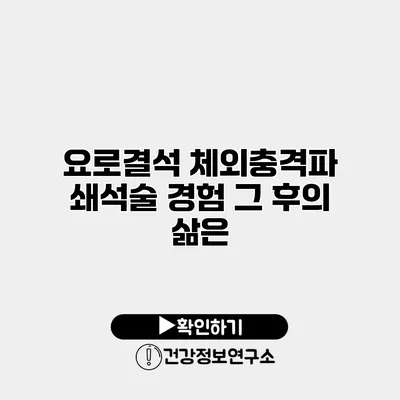 요로결석 체외충격파 쇄석술 경험 그 후의 삶은?