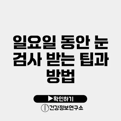 일요일 동안 눈 검사 받는 팁과 방법