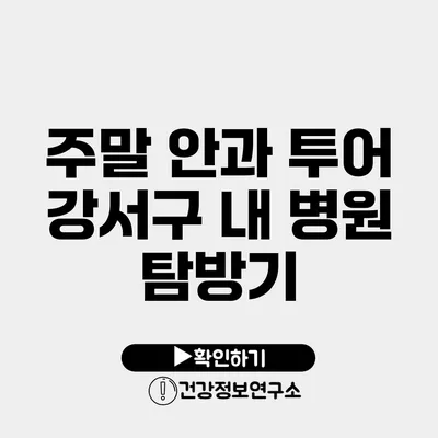 주말 안과 투어 강서구 내 병원 탐방기