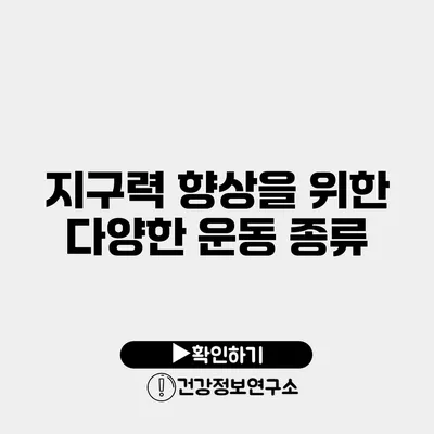 지구력 향상을 위한 다양한 운동 종류