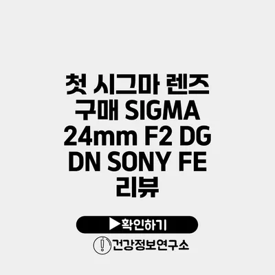 첫 시그마 렌즈 구매 SIGMA 24mm F2 DG DN SONY FE 리뷰