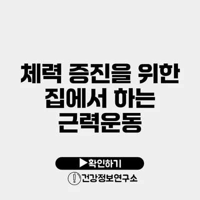 체력 증진을 위한 집에서 하는 근력운동