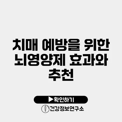 치매 예방을 위한 뇌영양제 효과와 추천