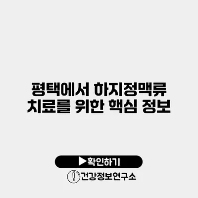 평택에서 하지정맥류 치료를 위한 핵심 정보