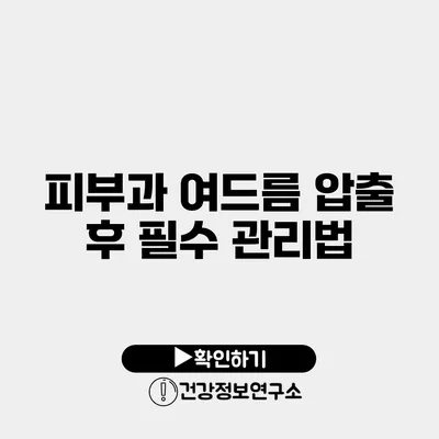 피부과 여드름 압출 후 필수 관리법