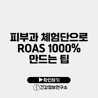 피부과 체험단으로 ROAS 1000% 만드는 팁