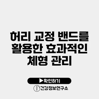허리 교정 밴드를 활용한 효과적인 체형 관리