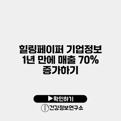 힐링페이퍼 기업정보 1년 만에 매출 70% 증가하기