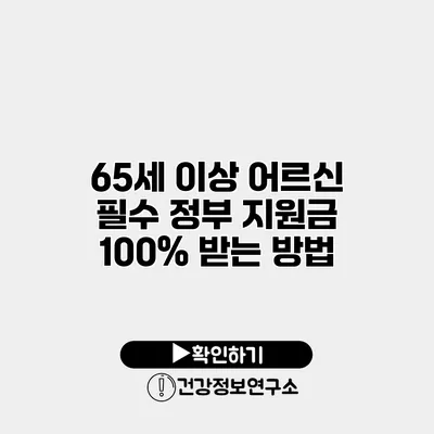 65세 이상 어르신 필수 정부 지원금 100% 받는 방법