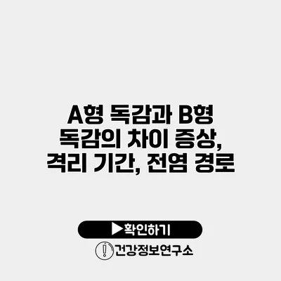 A형 독감과 B형 독감의 차이 증상, 격리 기간, 전염 경로