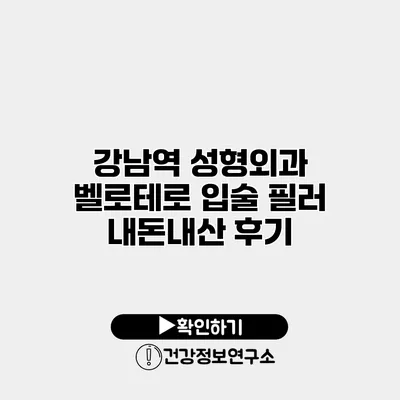 강남역 성형외과 벨로테로 입술 필러 내돈내산 후기