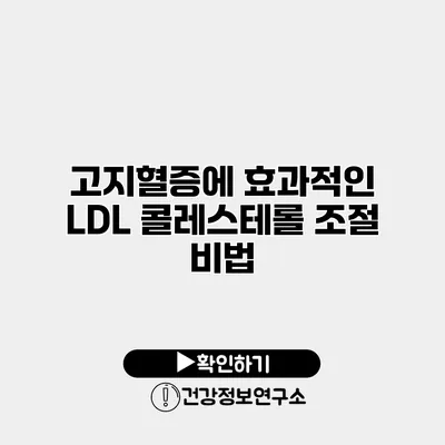 고지혈증에 효과적인 LDL 콜레스테롤 조절 비법