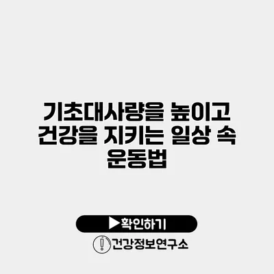 기초대사량을 높이고 건강을 지키는 일상 속 운동법