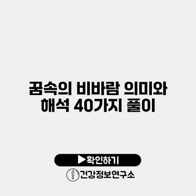 꿈속의 비바람 의미와 해석 40가지 풀이