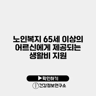 노인복지 65세 이상의 어르신에게 제공되는 생활비 지원