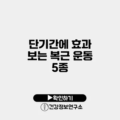 단기간에 효과 보는 복근 운동 5종