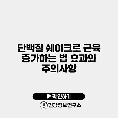단백질 쉐이크로 근육 증가하는 법 효과와 주의사항