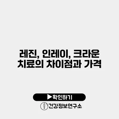 레진, 인레이, 크라운 치료의 차이점과 가격