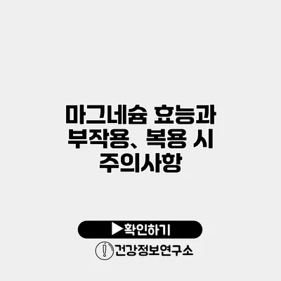 마그네슘 효능과 부작용、복용 시 주의사항