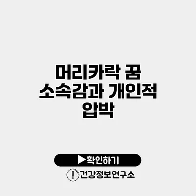 머리카락 꿈 소속감과 개인적 압박