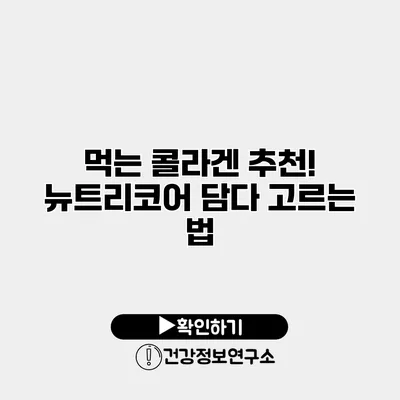 먹는 콜라겐 추천! 뉴트리코어 담다 고르는 법