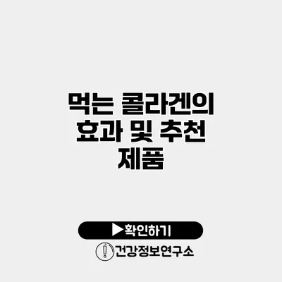 먹는 콜라겐의 효과 및 추천 제품