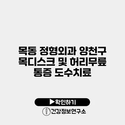 목동 정형외과 양천구 목디스크 및 허리무릎 통증 도수치료