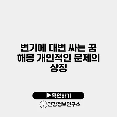 변기에 대변 싸는 꿈 해몽 개인적인 문제의 상징