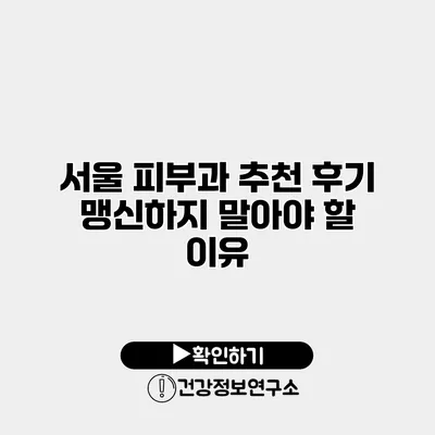 서울 피부과 추천 후기 맹신하지 말아야 할 이유