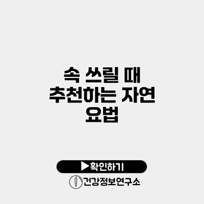 속 쓰릴 때 추천하는 자연 요법