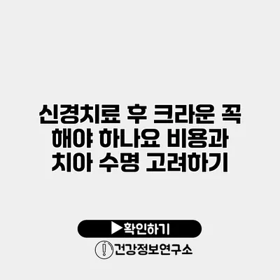 신경치료 후 크라운 꼭 해야 하나요? 비용과 치아 수명 고려하기