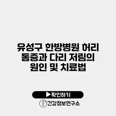 유성구 한방병원 허리 통증과 다리 저림의 원인 및 치료법