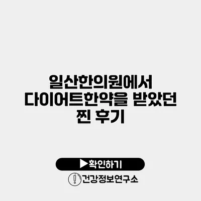 일산한의원에서 다이어트한약을 받았던 찐 후기