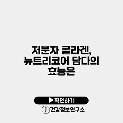 저분자 콜라겐, 뉴트리코어 담다의 효능은?