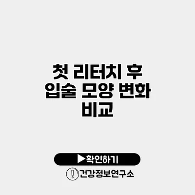 첫 리터치 후 입술 모양 변화 비교