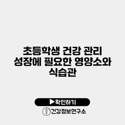 초등학생 건강 관리 성장에 필요한 영양소와 식습관