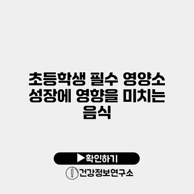 초등학생 필수 영양소 성장에 영향을 미치는 음식